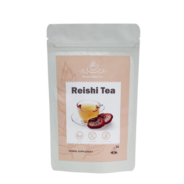 BREWEDELIXIR - Reishi Mushroom Herbal Tea, Caffeine Free，30 Tea Bags